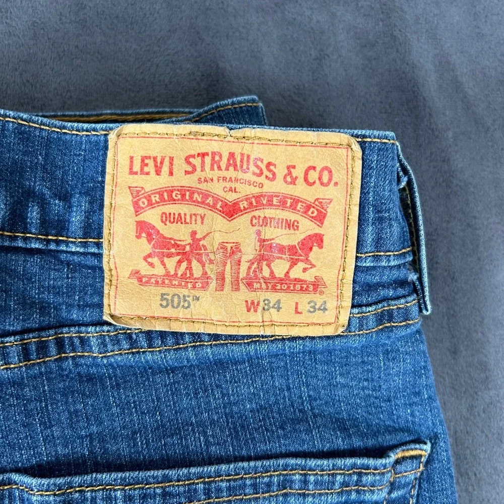 Levi's 505 Regular Fit Jeans Mens 34x34 Blue Straight Leg Denim 3392